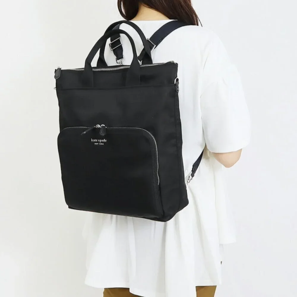 Kate Spade Sam KSNYL Nylon Convertible Tote Backpack Black